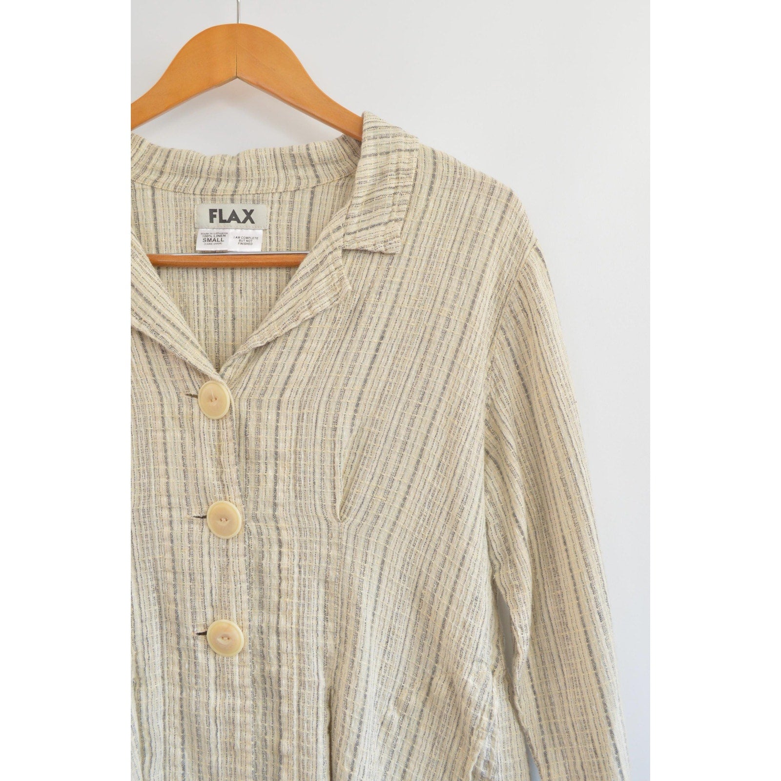 fine strip beige and gray 100% linen FLAX summer jacket