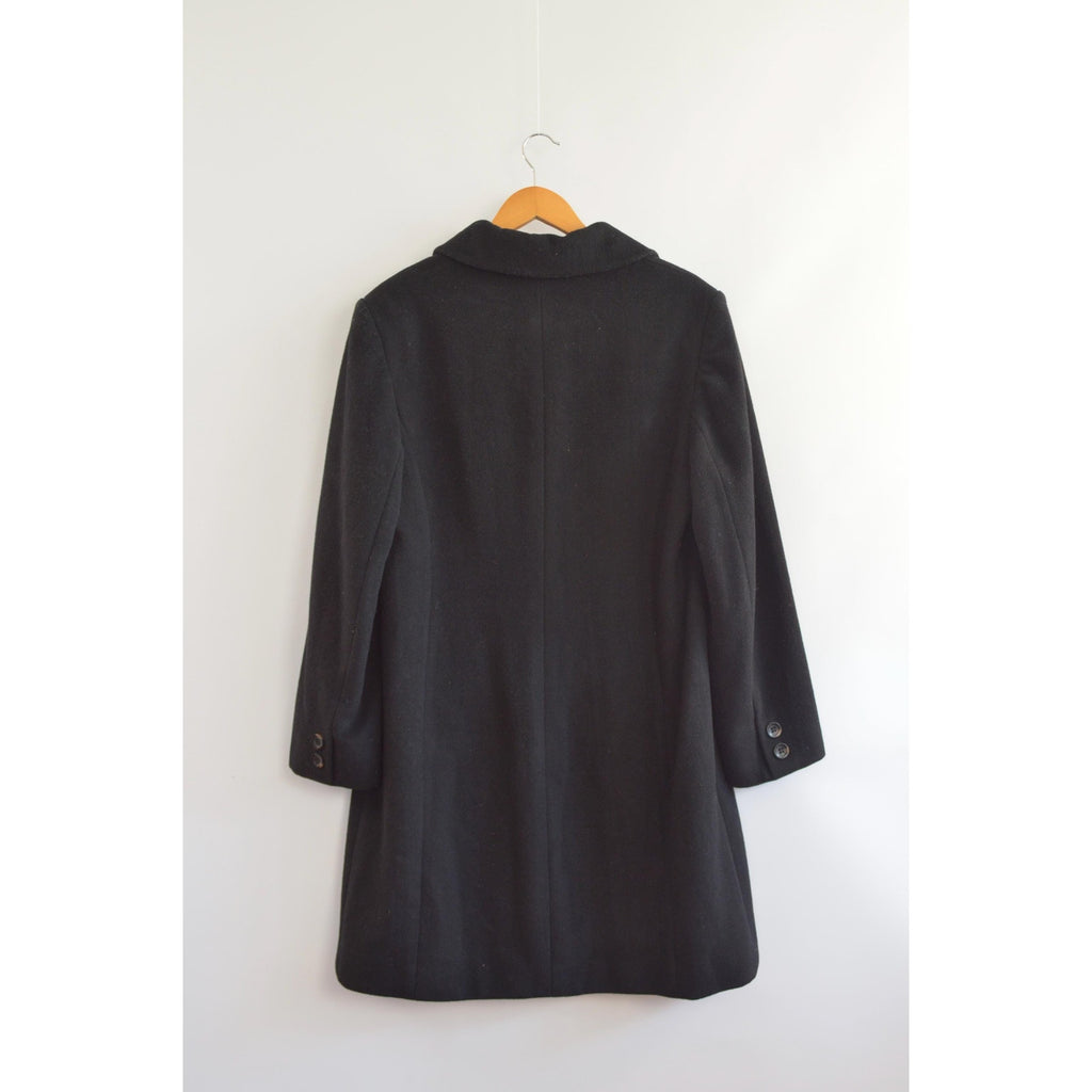 fully lined mid length vintage jones new york black wool overcoat