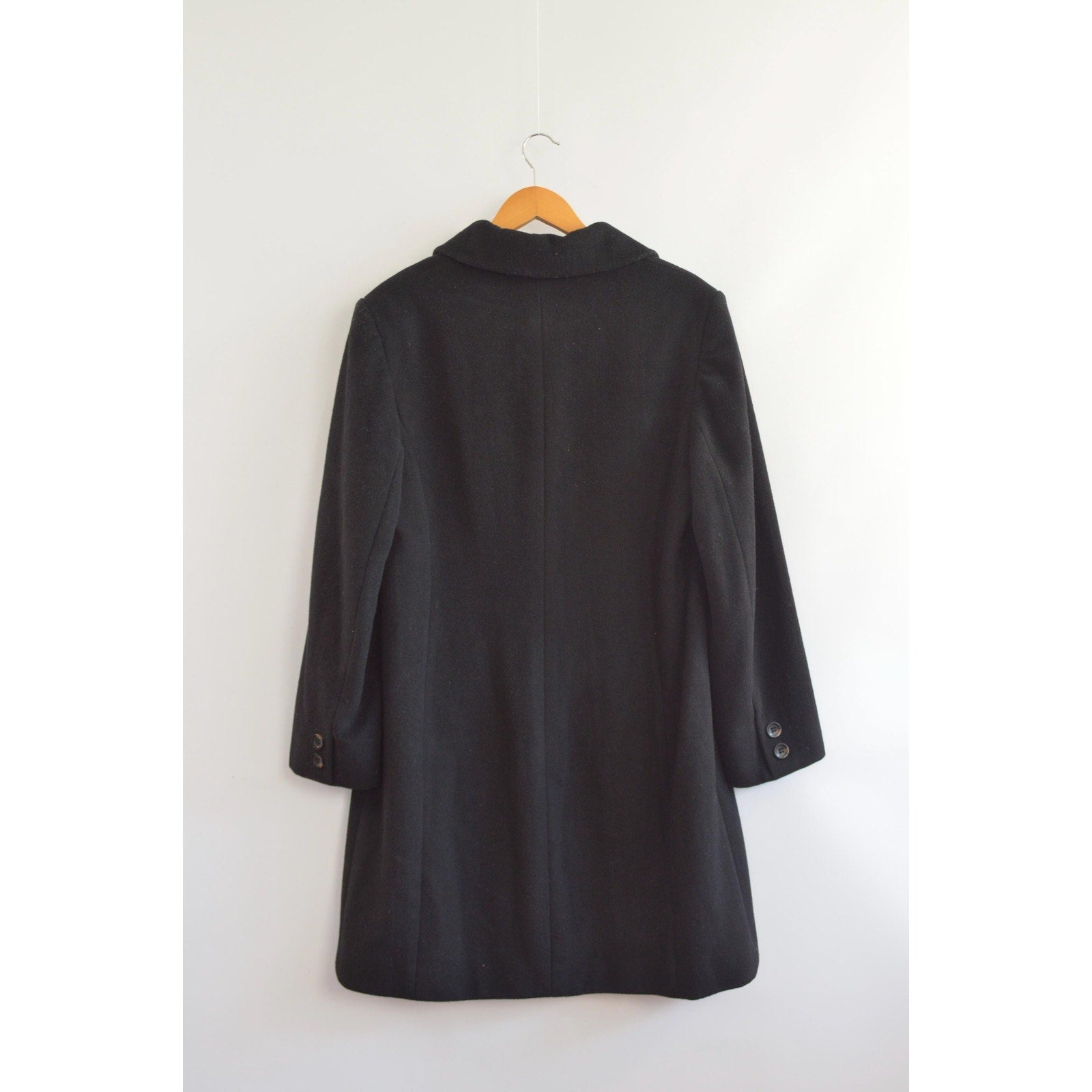 fully lined mid length vintage jones new york black wool overcoat