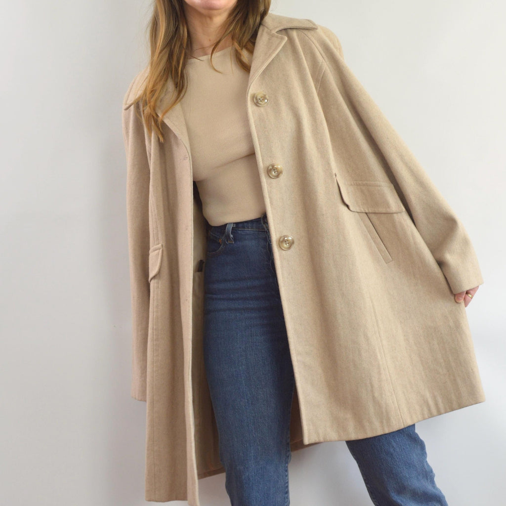 perfect mid length light beige vintage london fog wool overcoat
