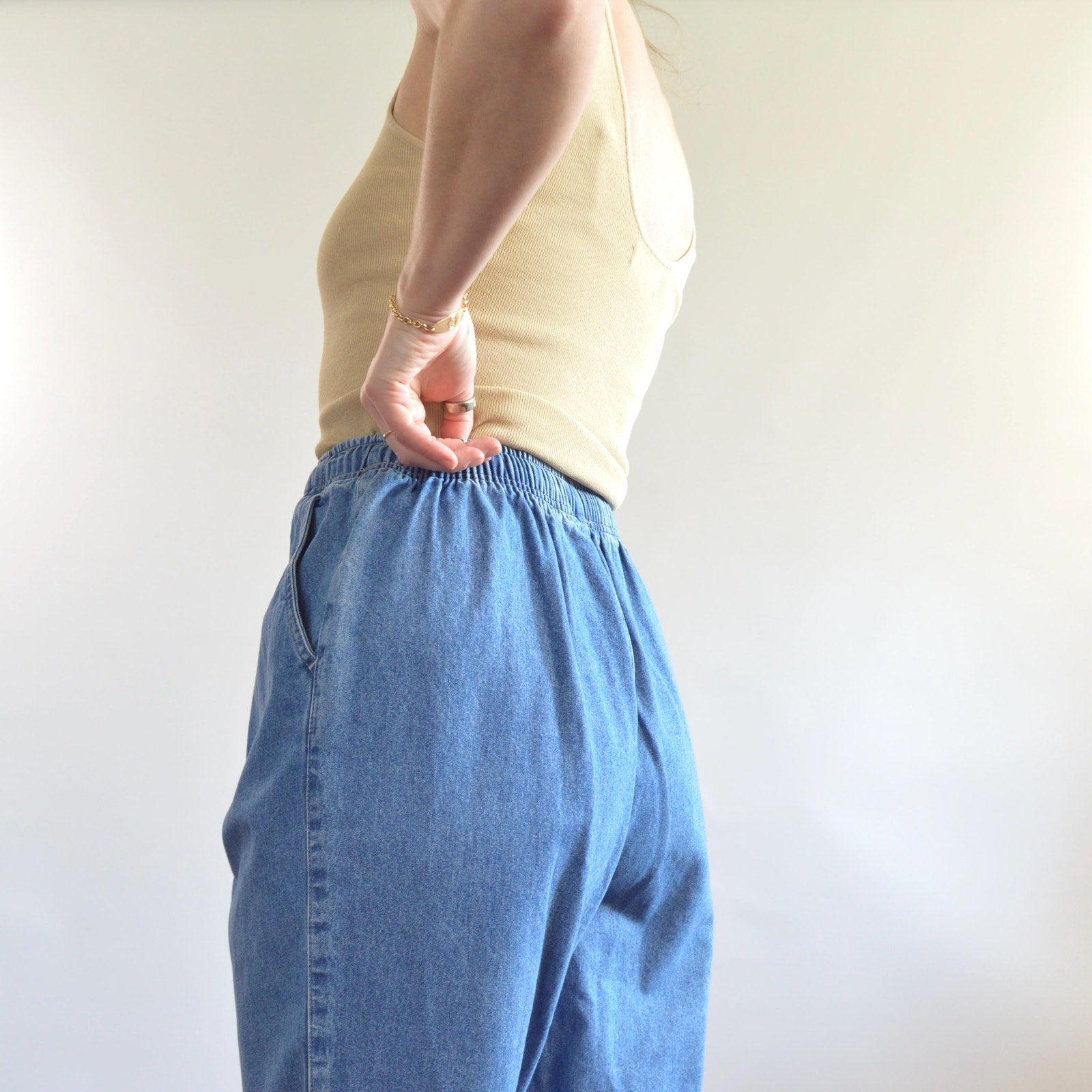 31 x 26 medium to light wash straight leg drawstring vintage cabin creek easy jeans