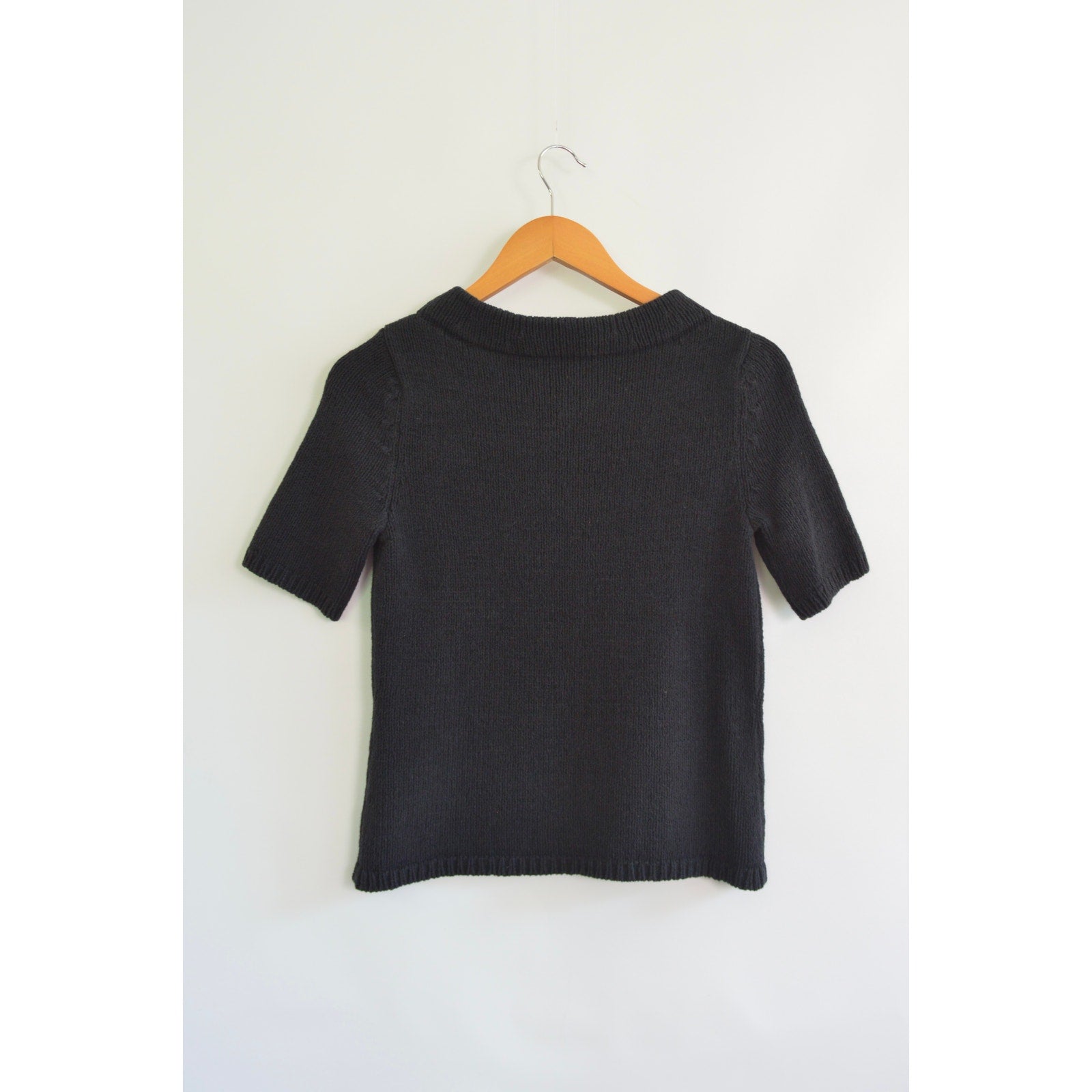 thick nubby knit black mock neck sweater tee