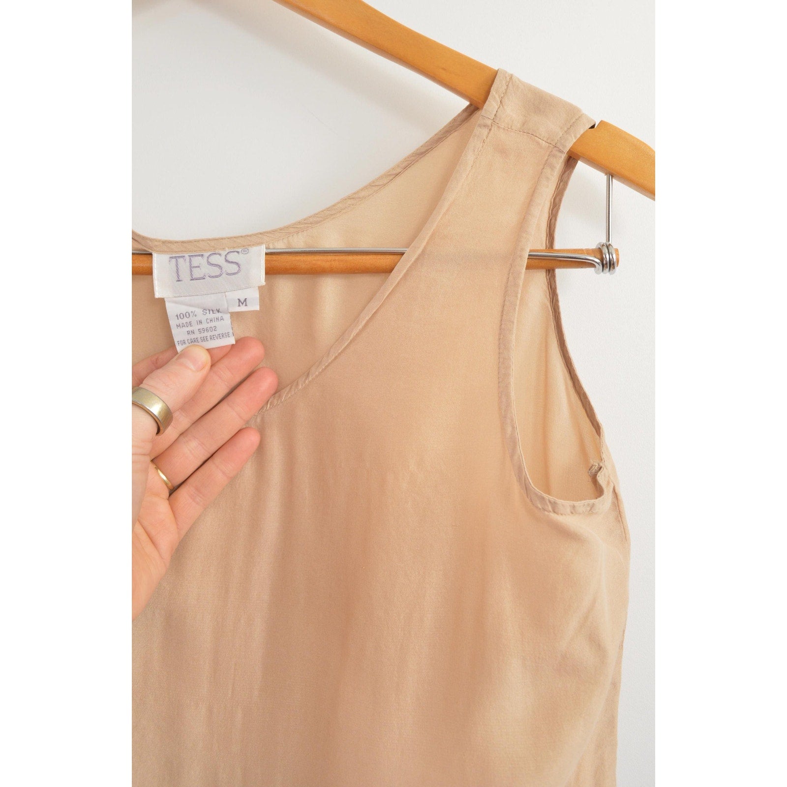 dusty rose simple wide strap pure silk tank