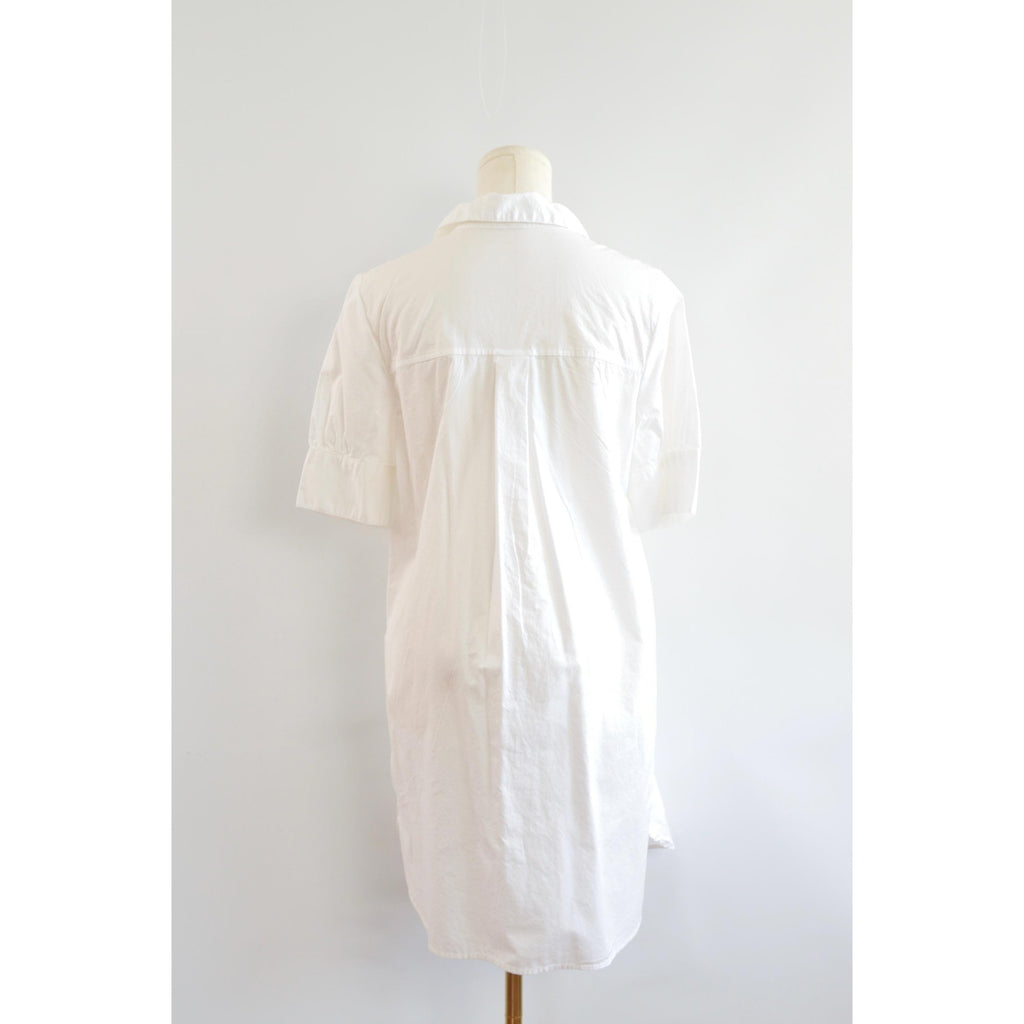white cotton mini shirt dress