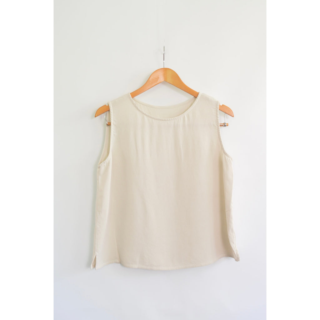 nice and thick slightly cropped ivory silk tank