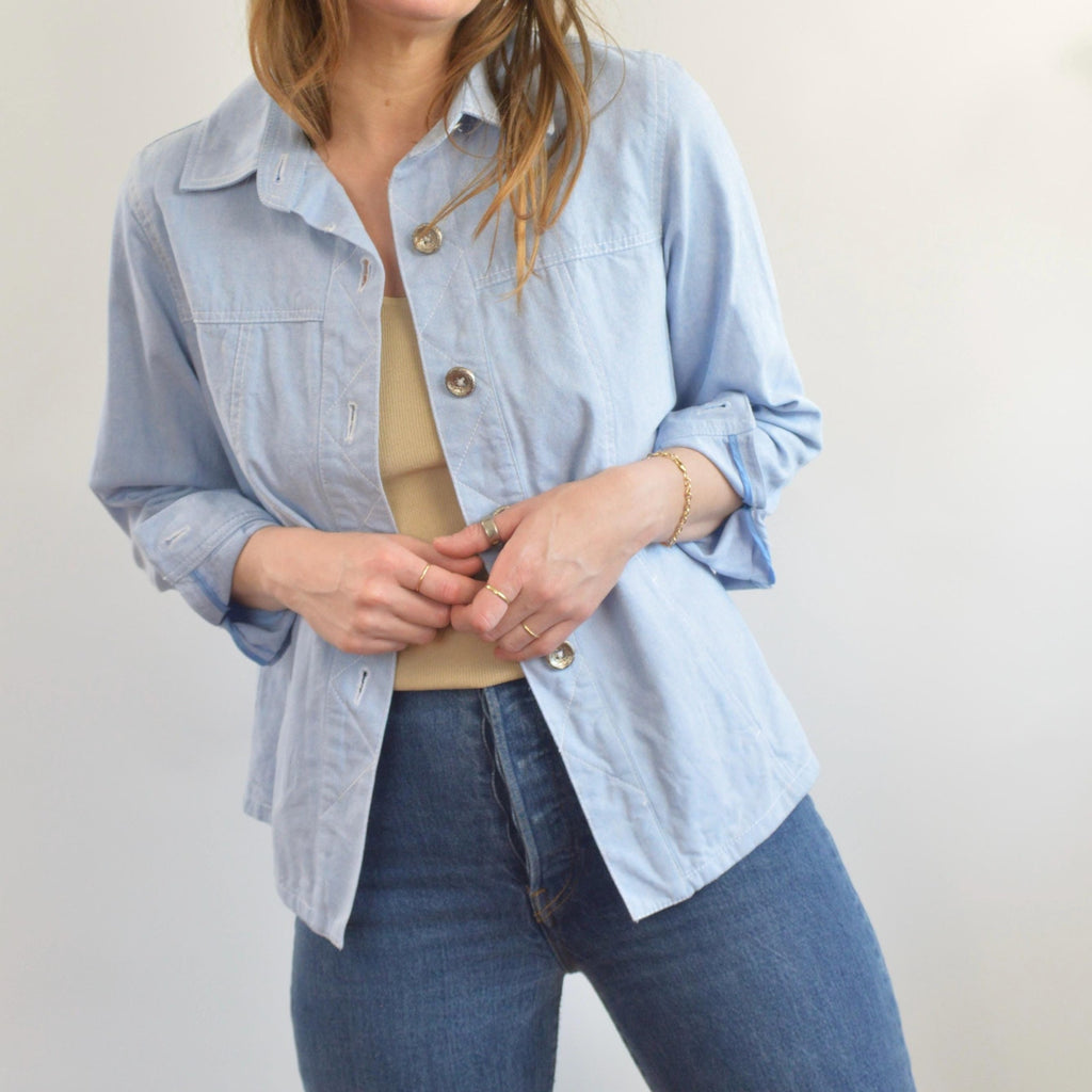 light wash cotton denim vintage western style shirt jac