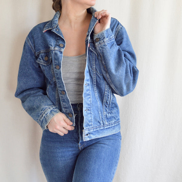 classic vintage flannel lined levi’s jean jacket