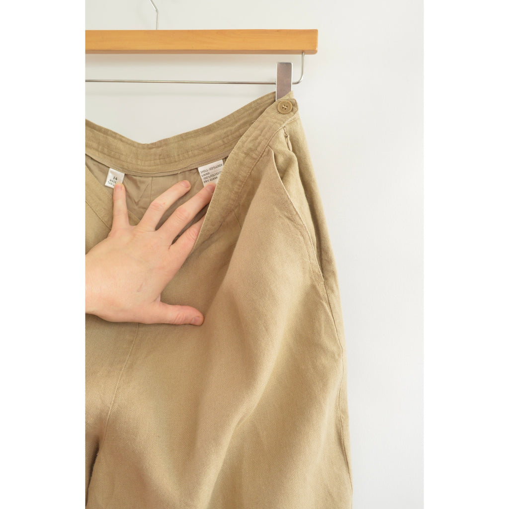 fully lined wide leg tan linen pants