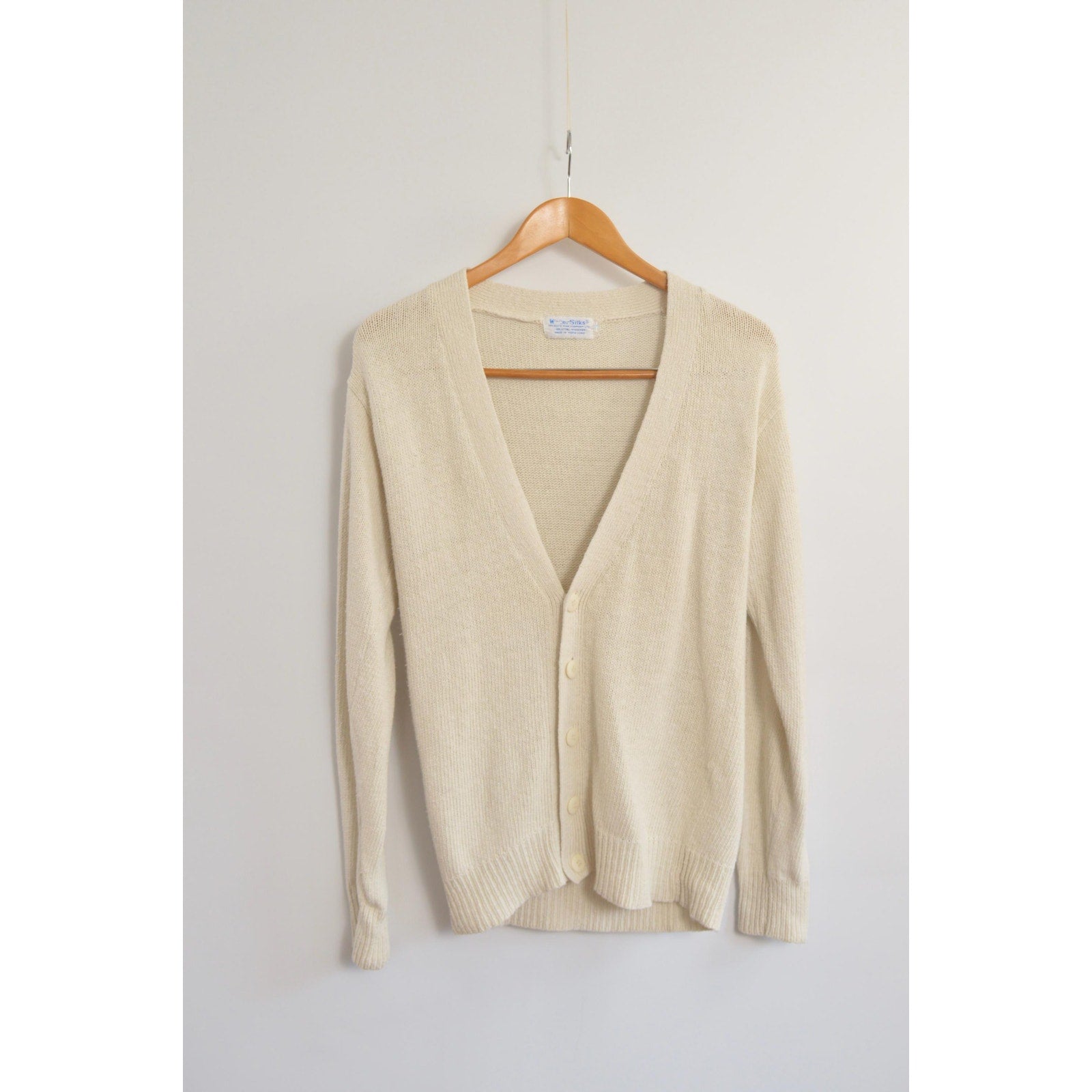 simple off-white silk and cotton blend cardigan