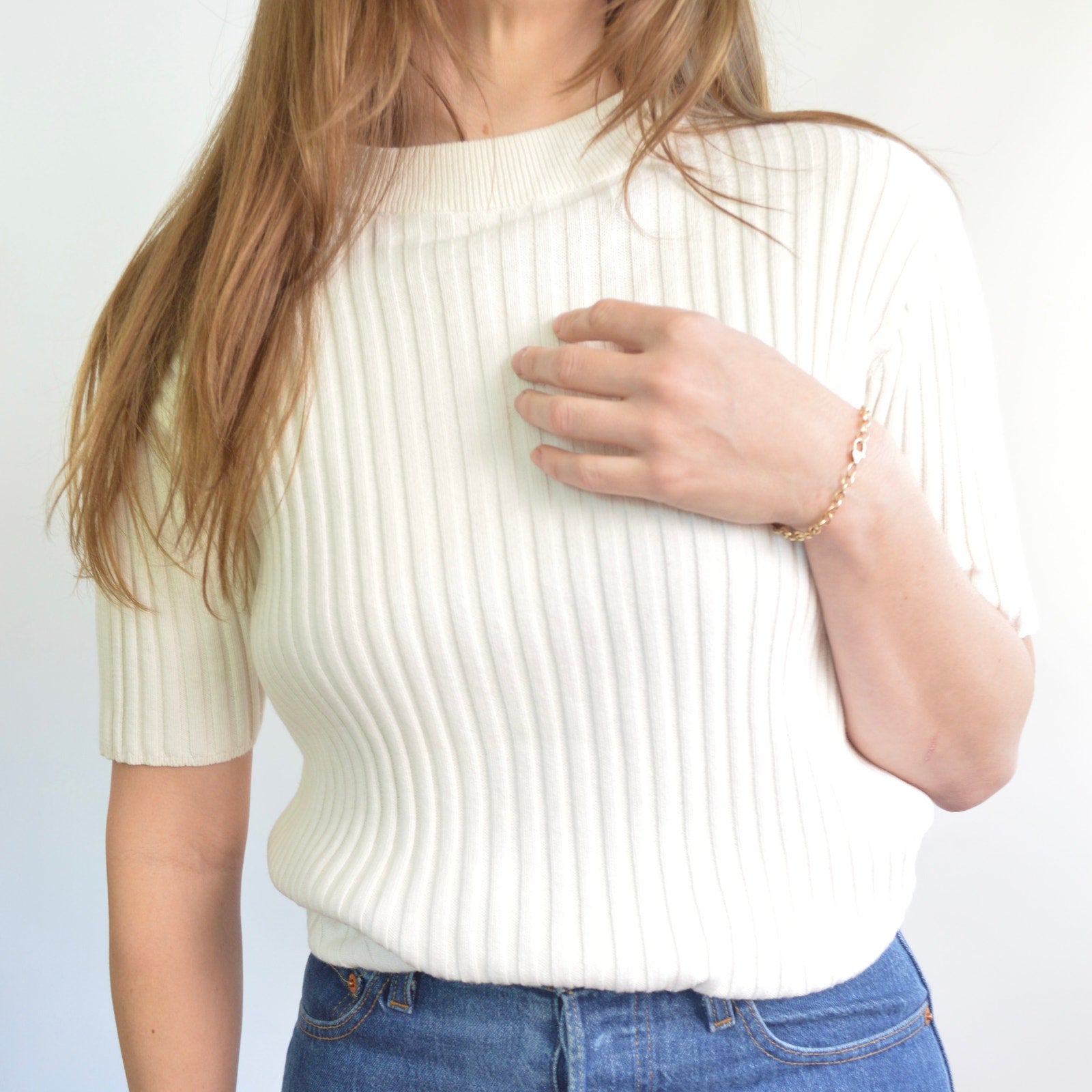 white cotton mock neck ribbed sweater tank