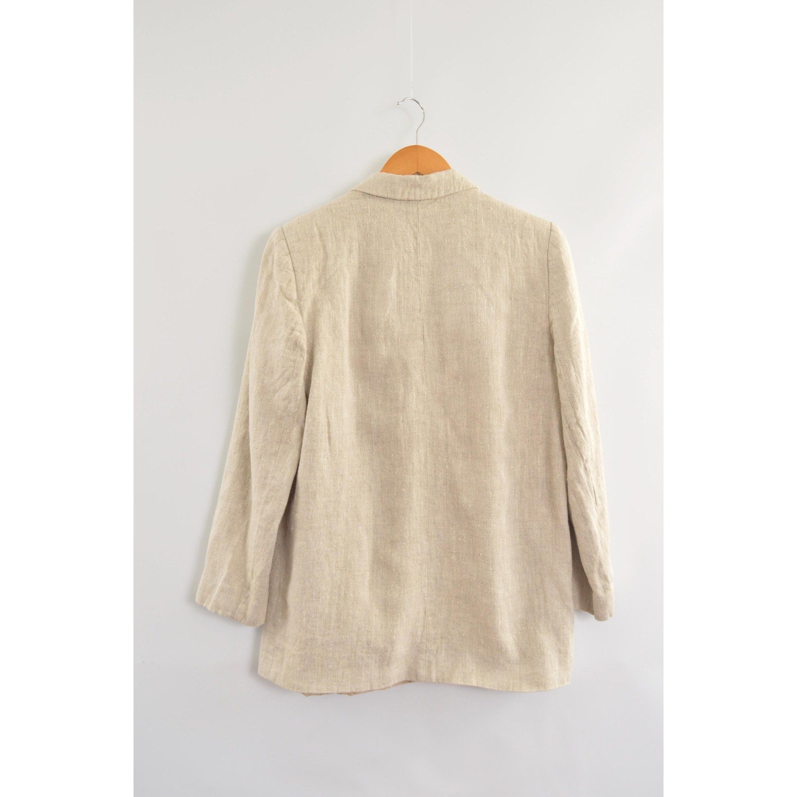 vintage oatmeal beige 100% linen blazer