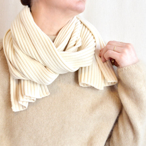 pure merino wool off white eileen fisher ribbed scarf
