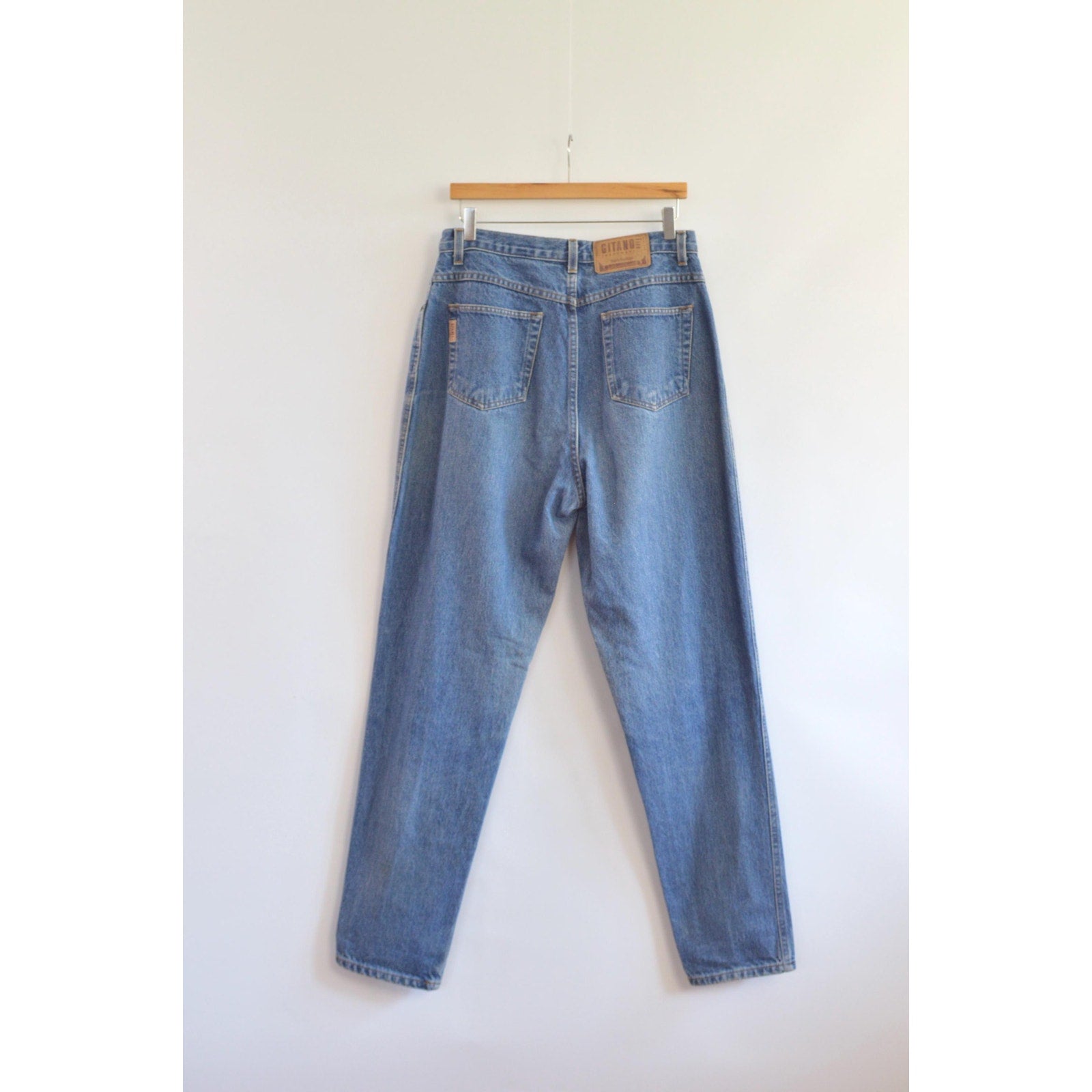 32 x 33 vintage high waisted long length gitano mid wash denim