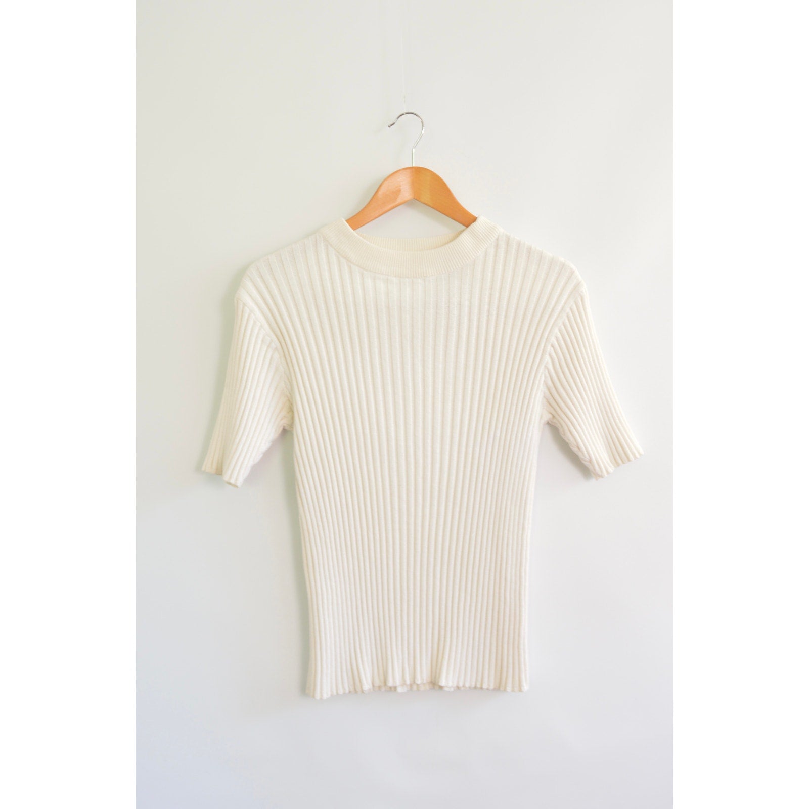white cotton mock neck ribbed sweater tank