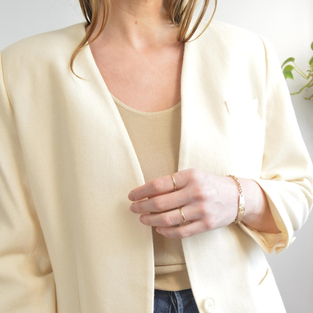 pure wool cream single button blazer