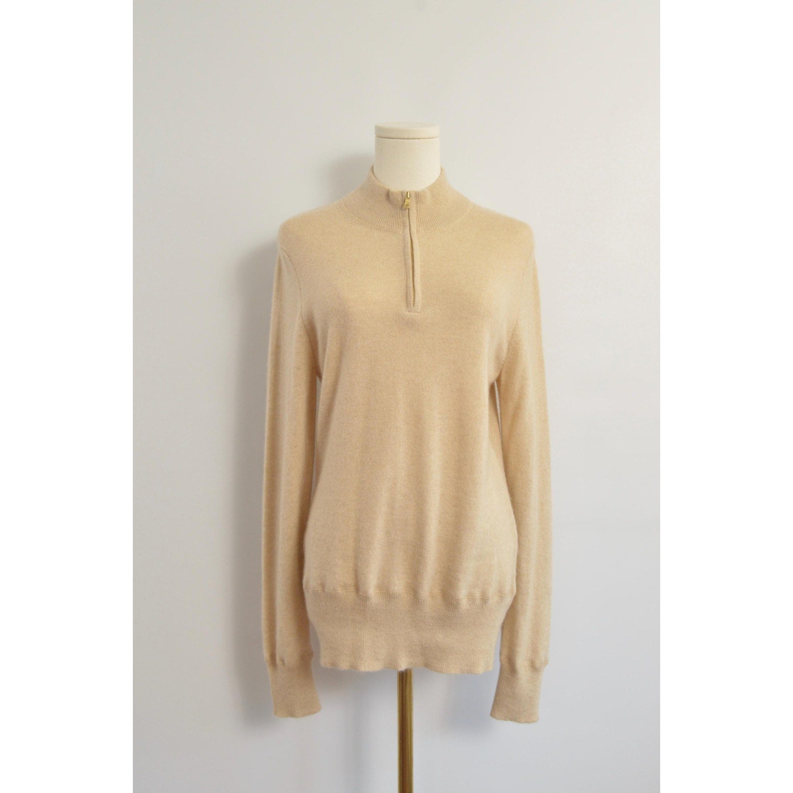 perfect oatmeal cashmere half zip sweater