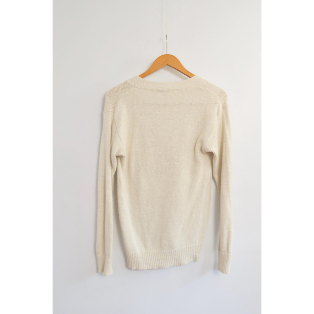 simple off-white silk and cotton blend cardigan