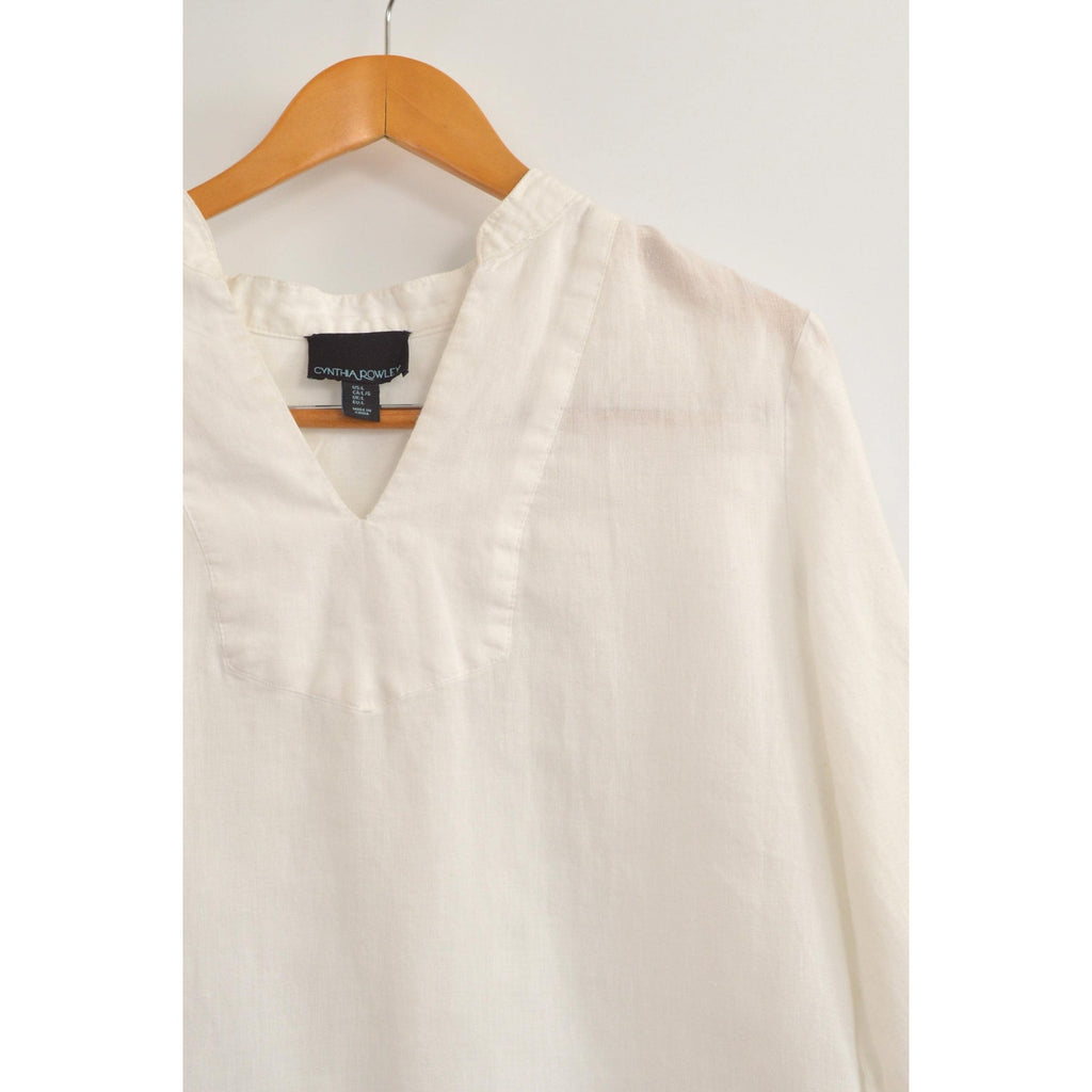 white pure linen vintage cynthia rowley blouse