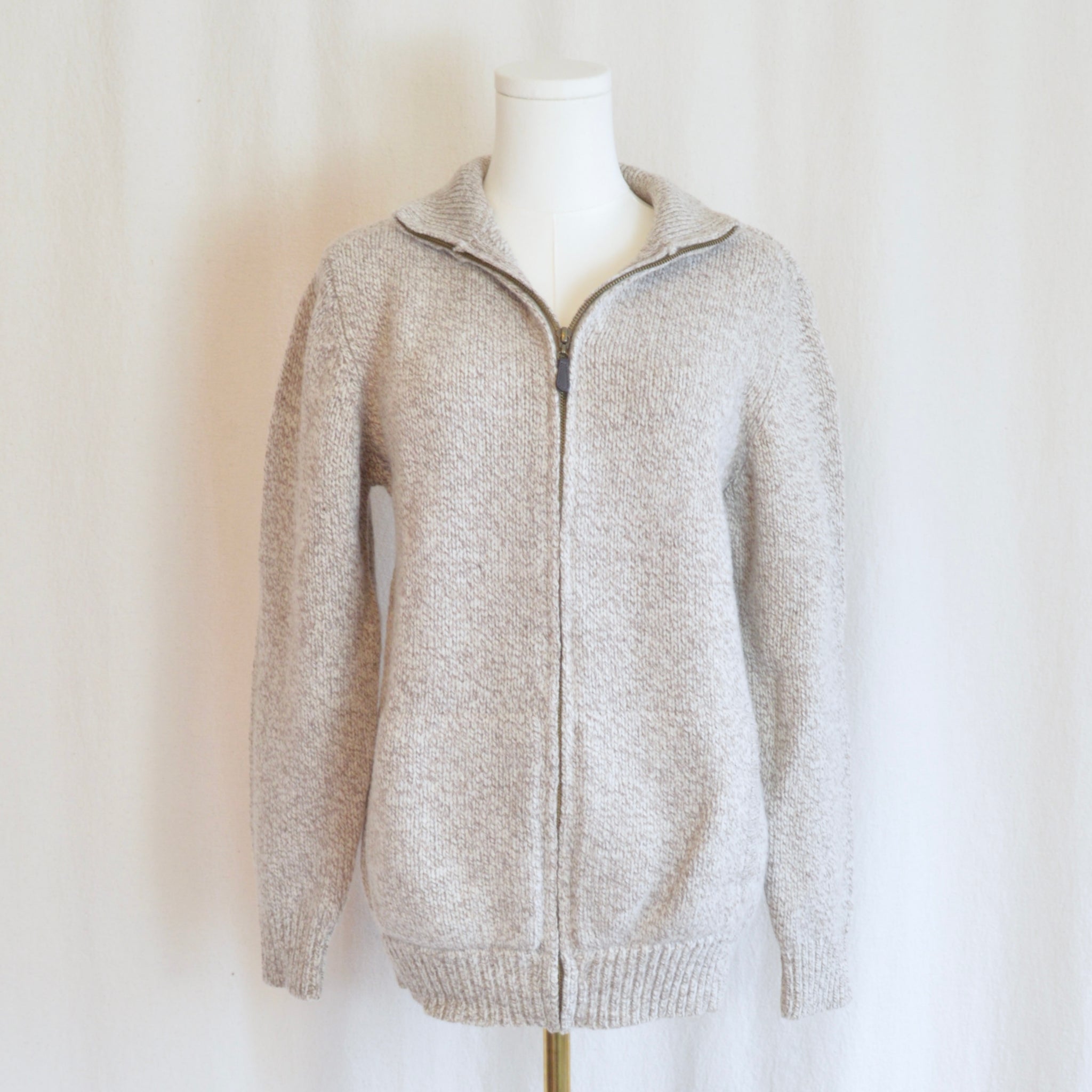 zip up ragg wool l.l. bean cardigan