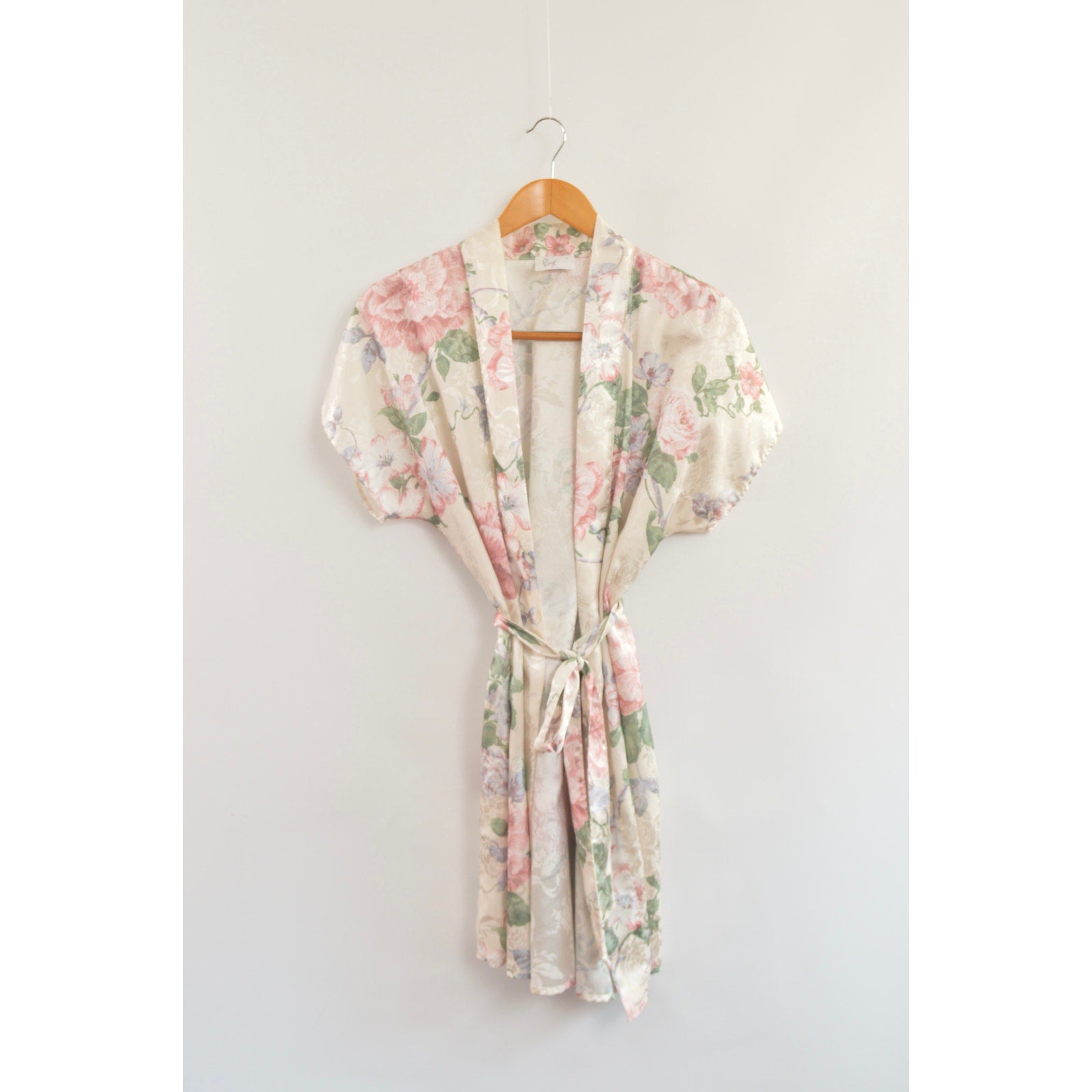 silky floral robe/ beach cover up