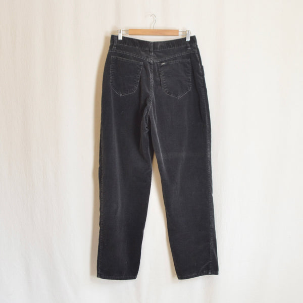 32 x 31 dark charcoal gray high waisted straight leg pleated vintage corduroy pants