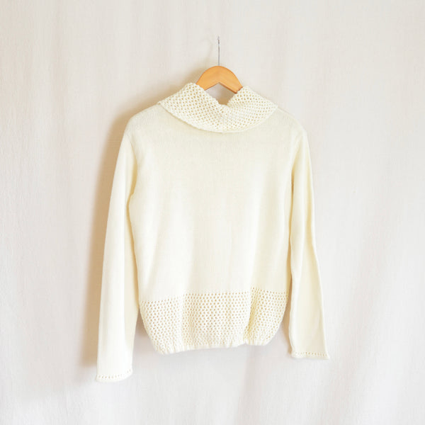 pure cotton ivory cowl neck sweater