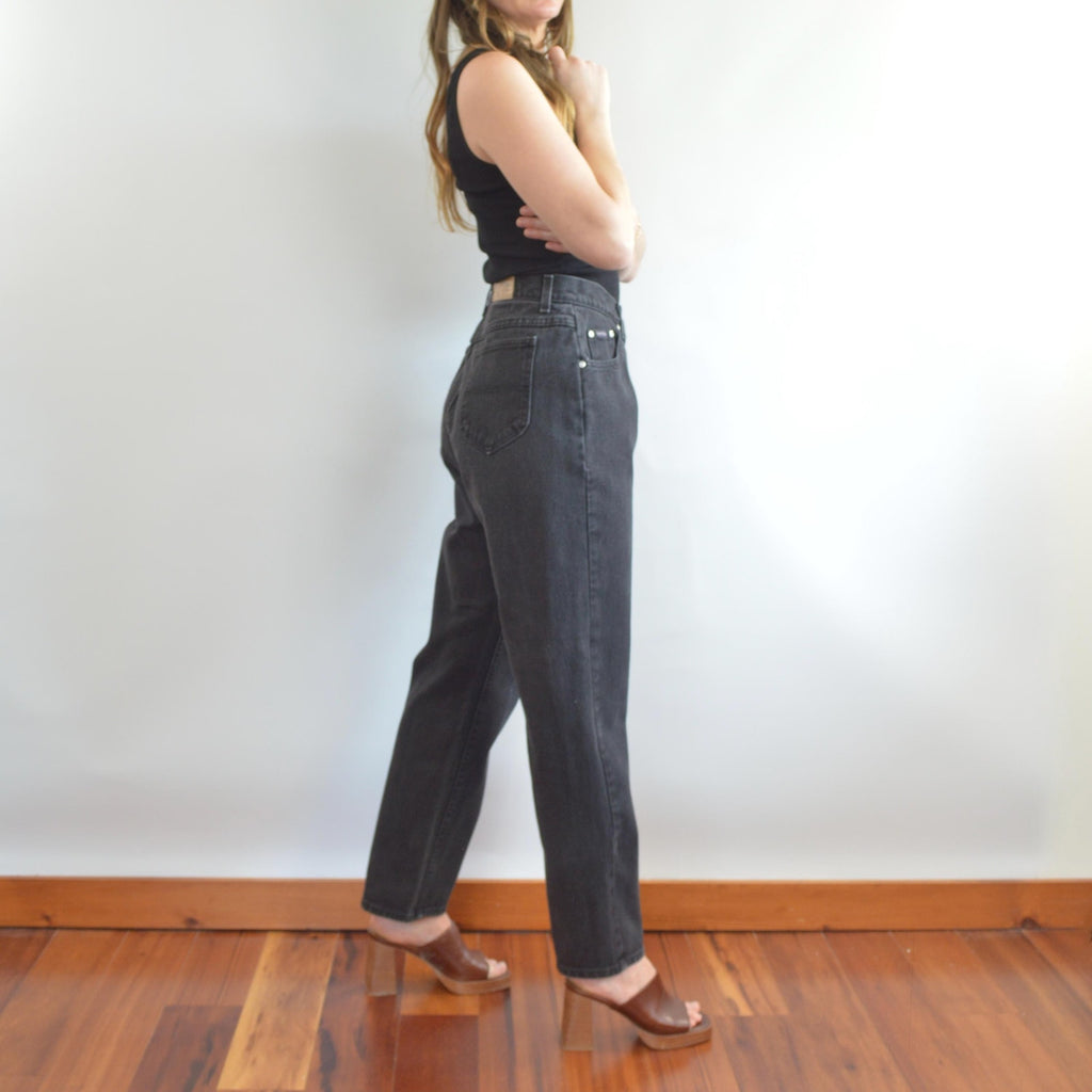 33 x 31 faded black high rise vintage wide straight leg riders