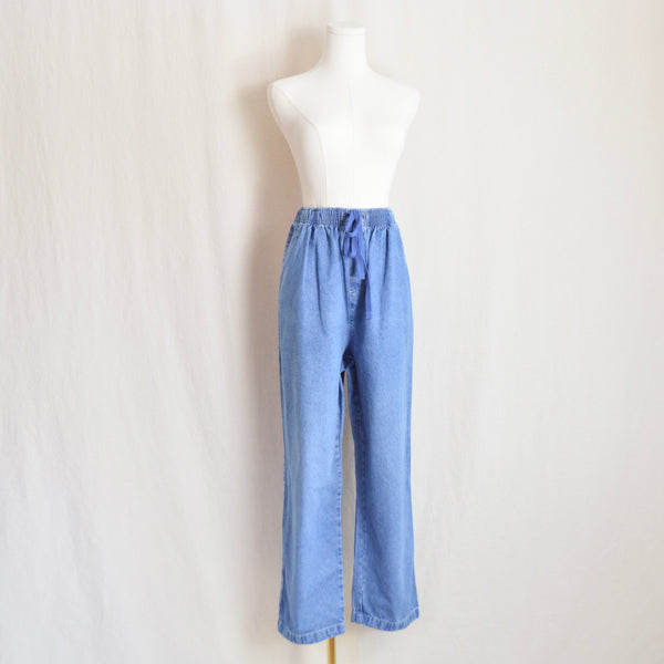 32 x 27 medium to light wash straight leg drawstring vintage cabin creek easy jeans