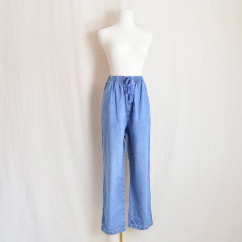 32 x 27 medium to light wash straight leg drawstring vintage cabin creek easy jeans