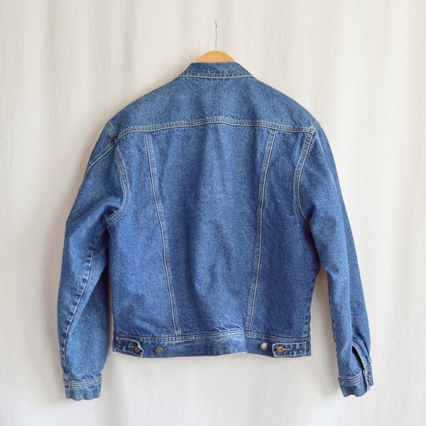 vintage sherpa lined mid wash wrangler sport jean jacket