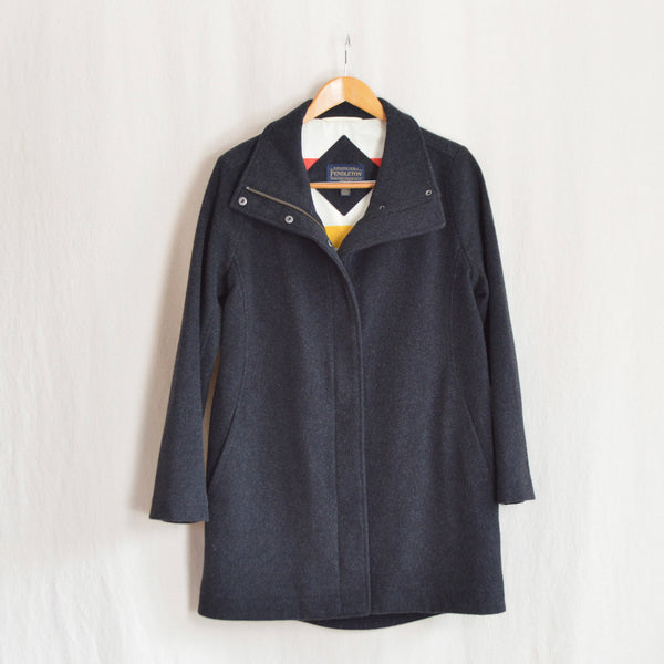 dark charcoal gray vintage pendleton zip up overcoat