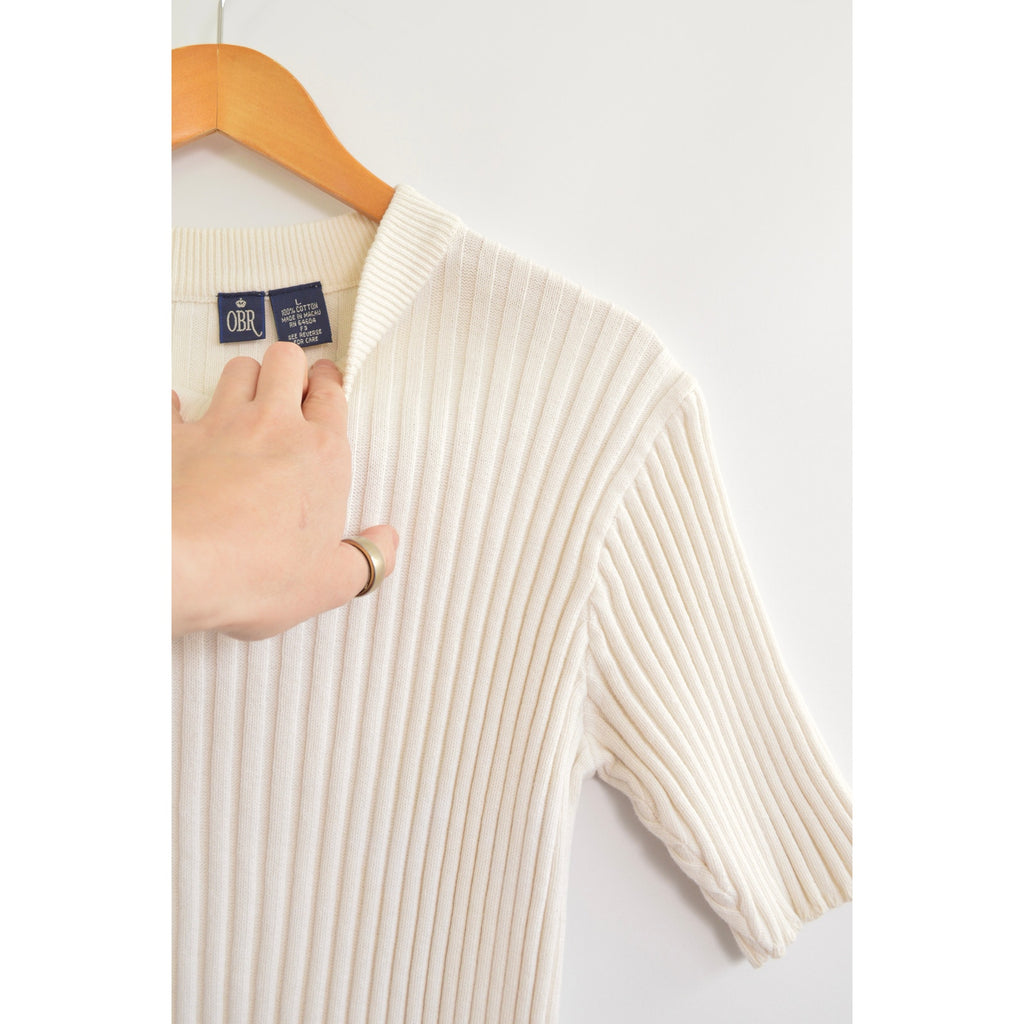 white cotton mock neck ribbed sweater tank