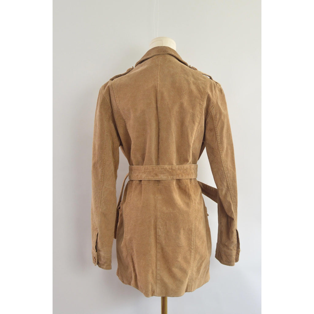fully lined light brown vintage suede chore coat