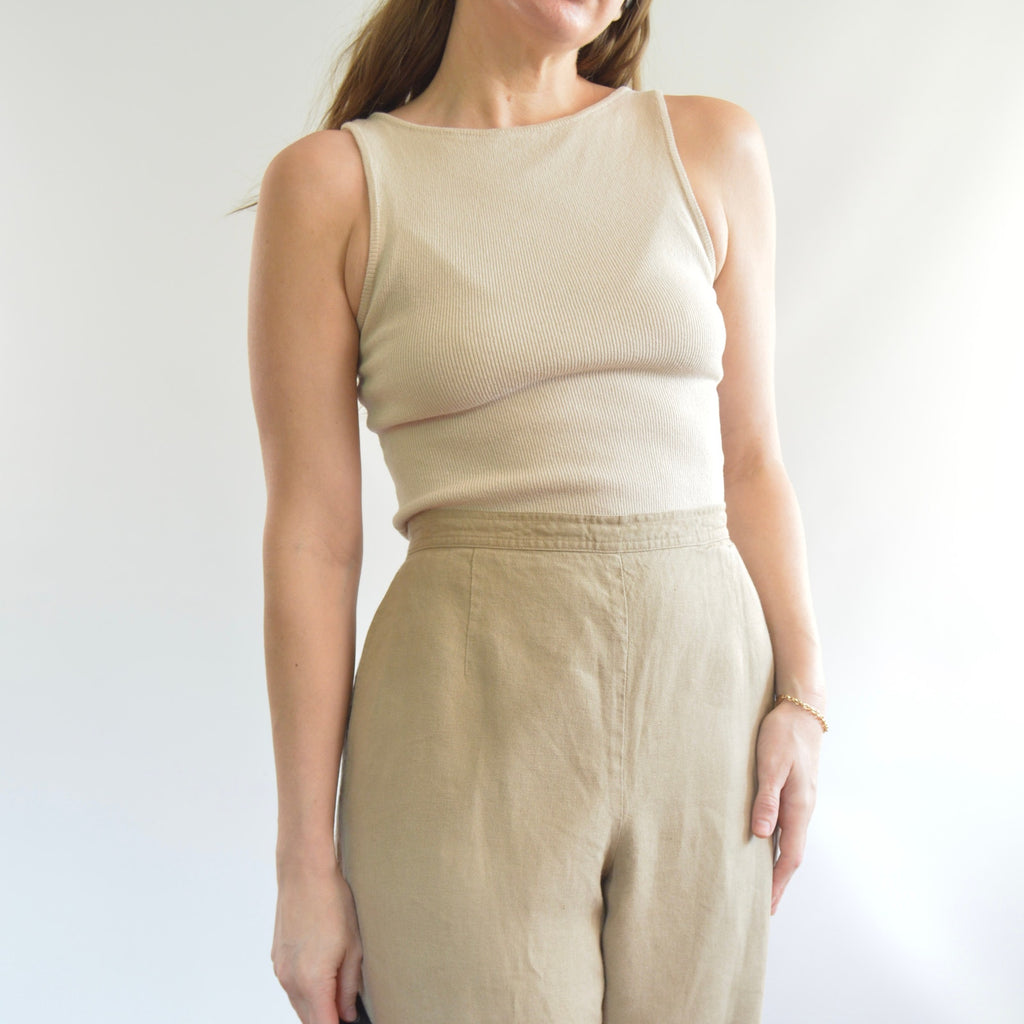fully lined wide leg tan linen pants