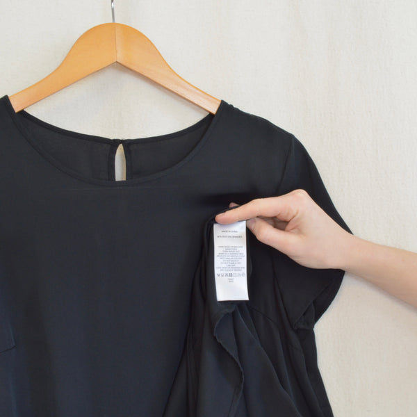 simple silk black mini tee shirt dress