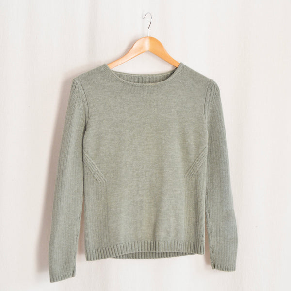 light green lightweight cotton crew neck sweater