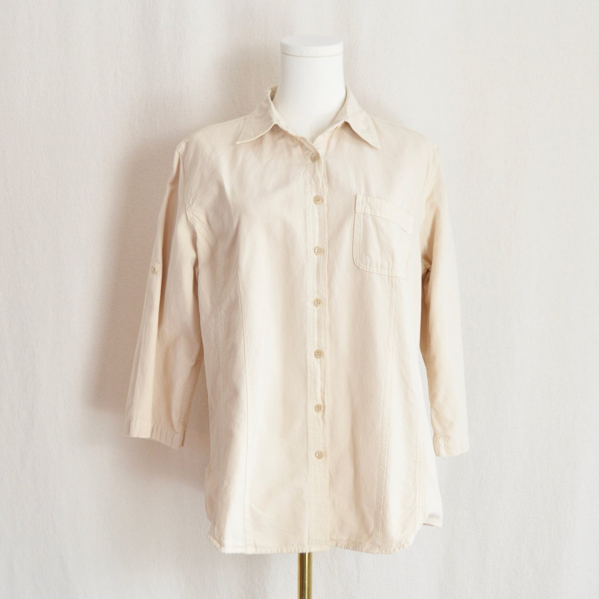 pure cotton beige crinkle vintage button down by northern reflections