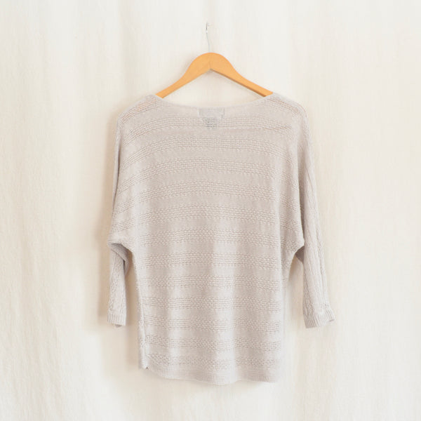 sheer gray linen boat neck sweater