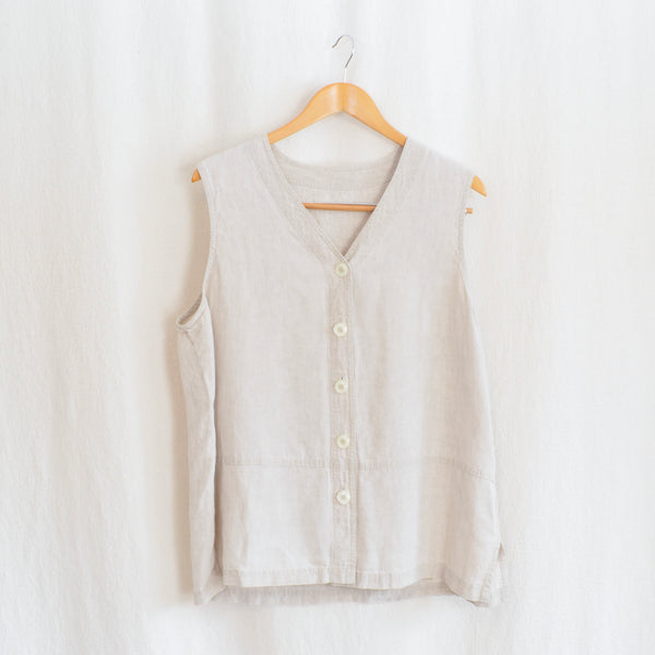 pure linen button down sleeveless tunic