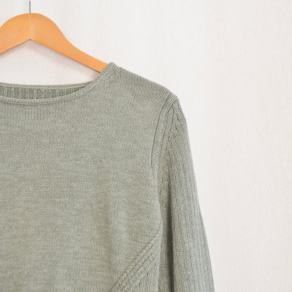 light green lightweight cotton crew neck sweater
