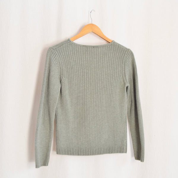 light green lightweight cotton crew neck sweater