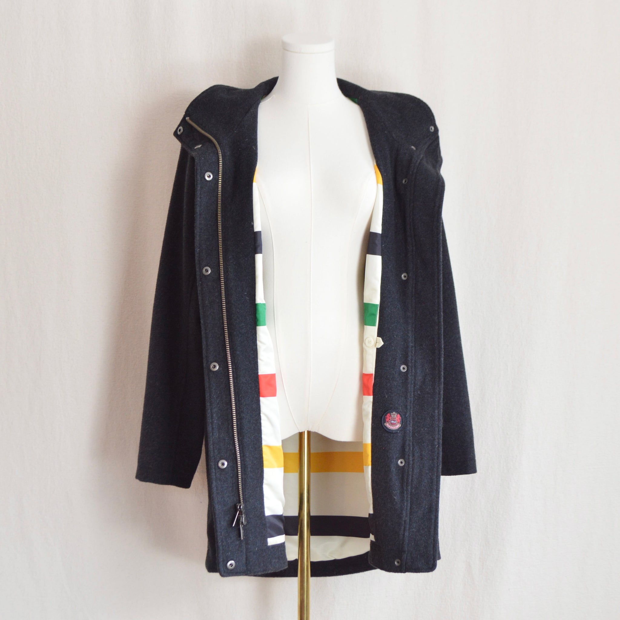 dark charcoal gray vintage pendleton zip up overcoat