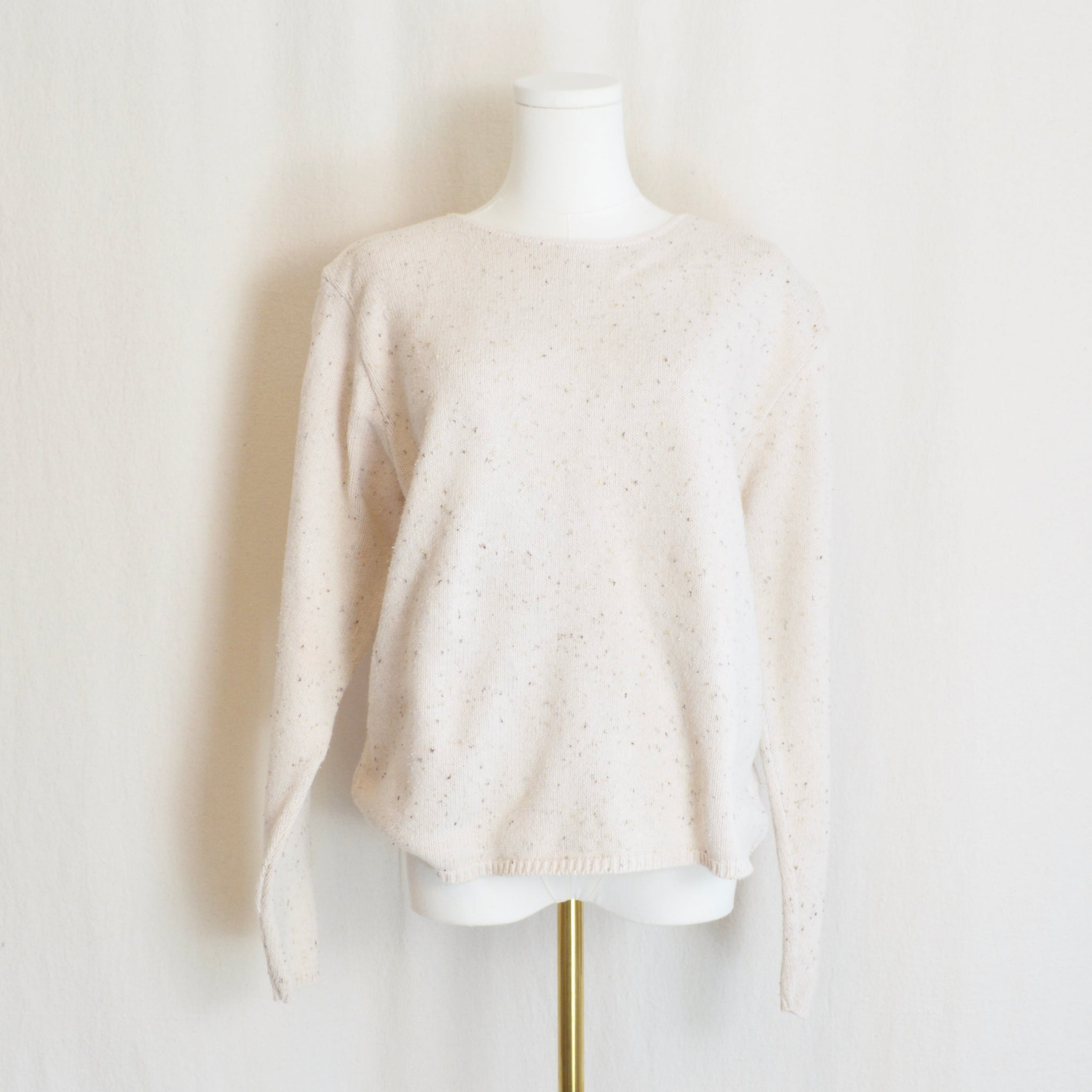 slub knit oatmeal speckled cotton crew