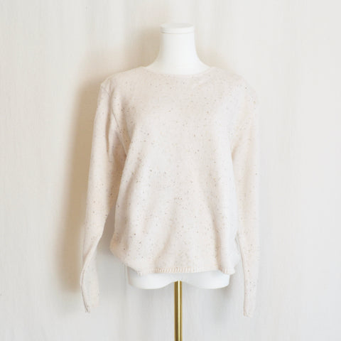 slub knit oatmeal speckled cotton crew