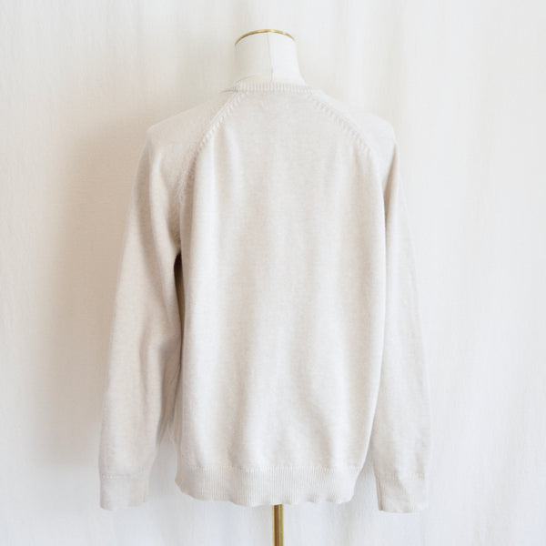 super soft beige cotton and cashmere crew neck sweater