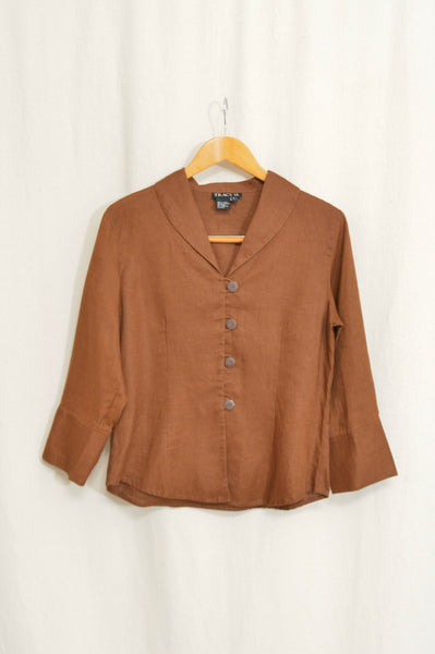 pure linen copper bronze cropped blouse