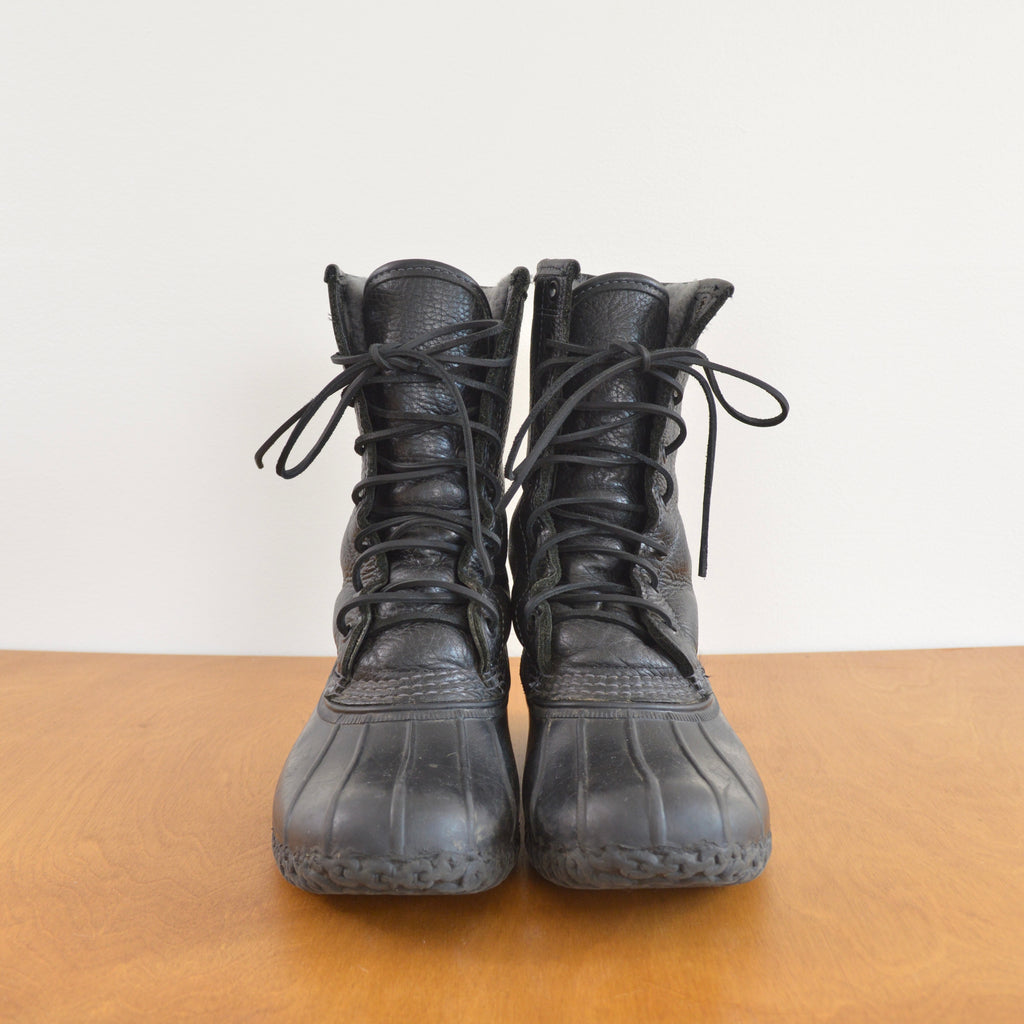 rare size 7 black on black on black vintage ll bean shearling lined bean boots
