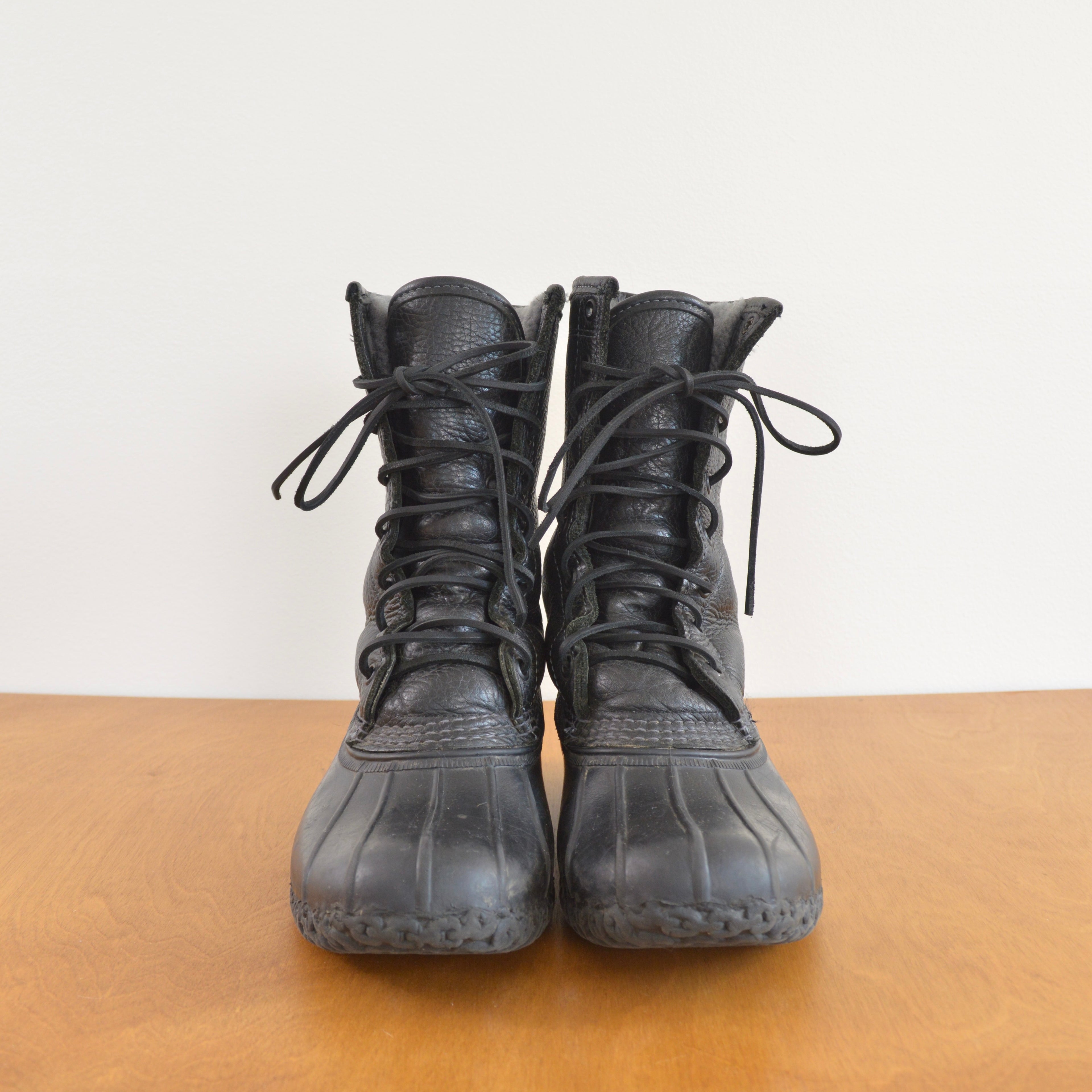 rare size 7 black on black on black vintage ll bean shearling lined bean boots