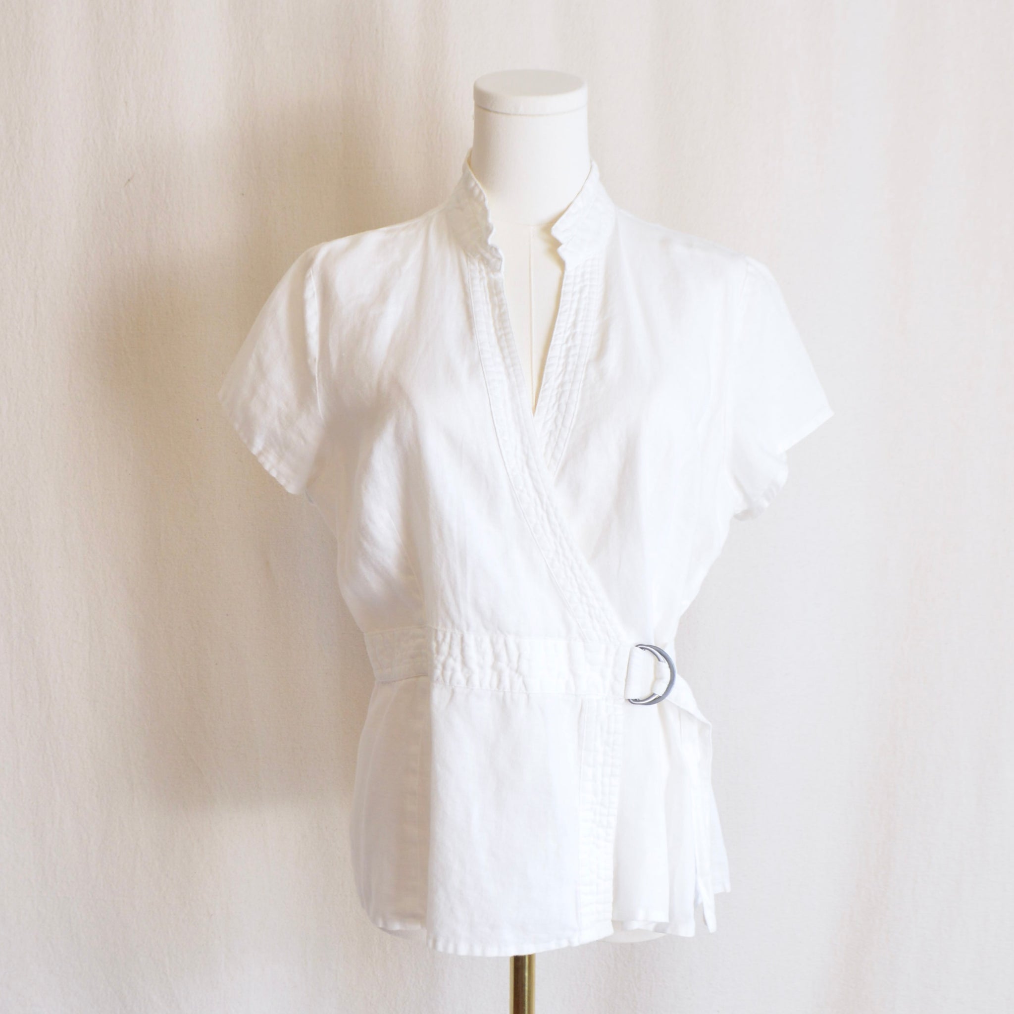 pure linen white wrap tee