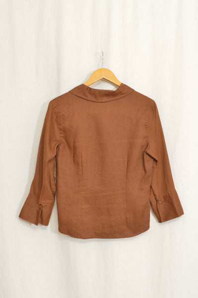 pure linen copper bronze cropped blouse